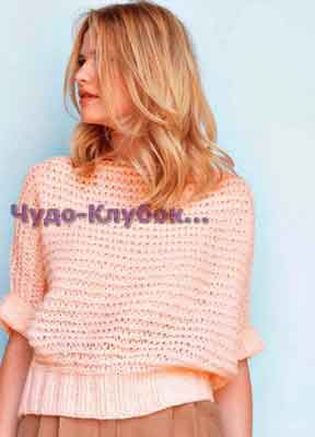 Пуловер-кимоно розового цвета 1694
