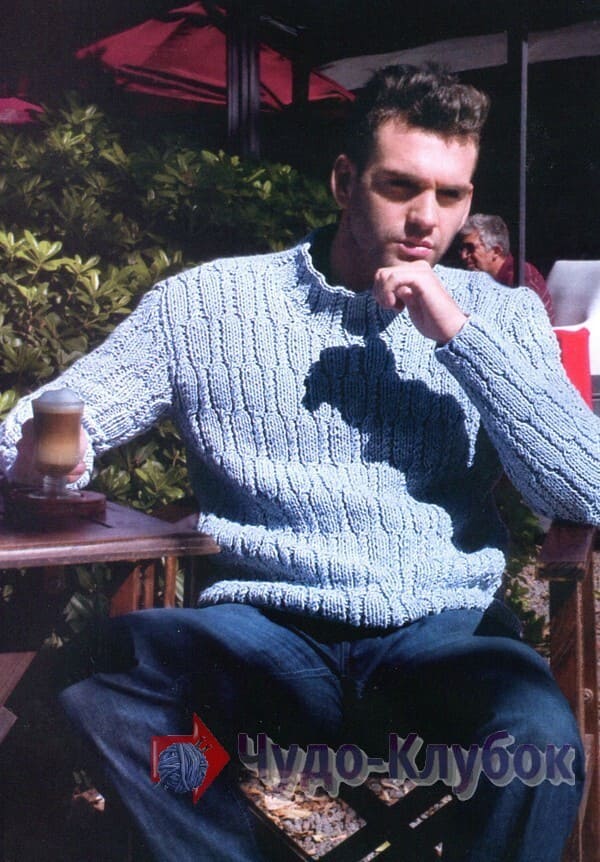 14 вязаный мужской свитер голубого цвета (1)