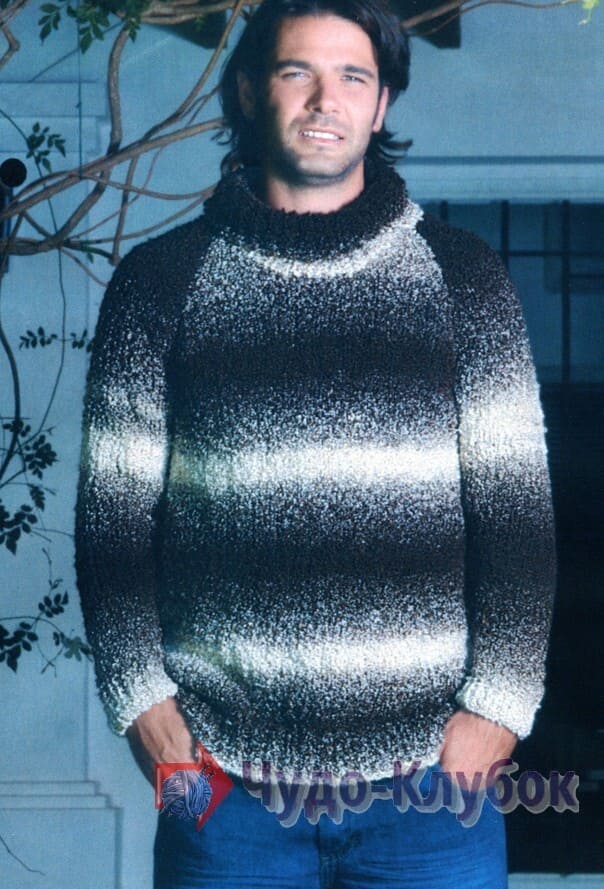 15 меланжевый свитер мужской вязаный спицами (1)