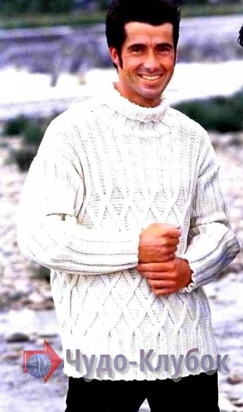 57 мужской свитер в резинку с плетеным узором (1)