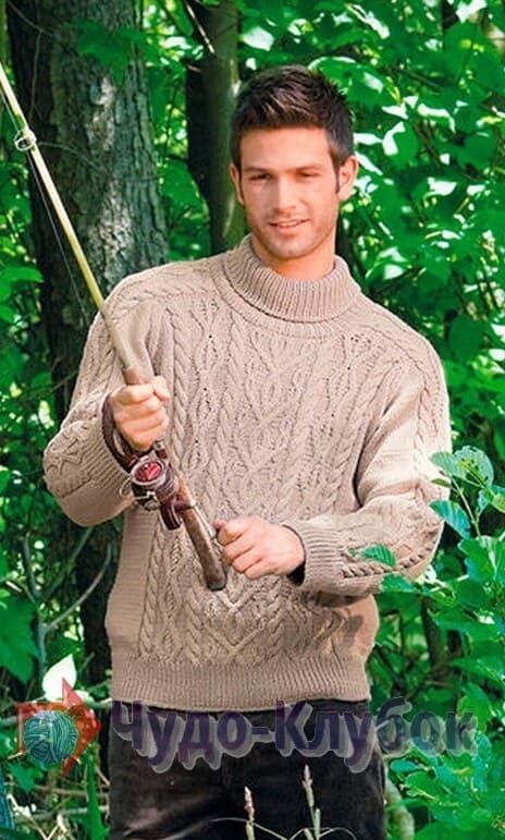 6 свитер с плечевыми кокетками мужской вязаный спицами (1)