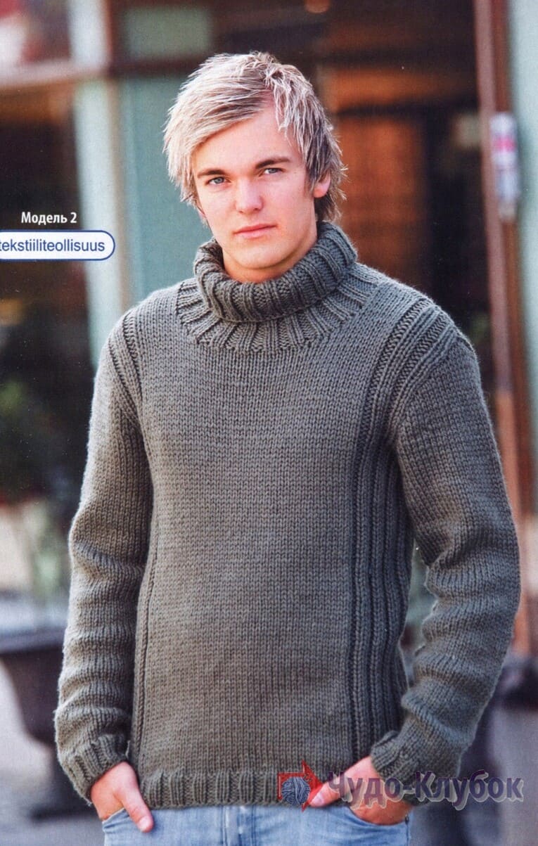 8 серый классический свитер мужской спицами (1)